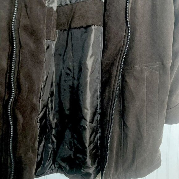 Fleet Street Women’s Faux Suede Toggle Button Zip Front Chocolate Brown Jacket-S - Picture 7 of 16